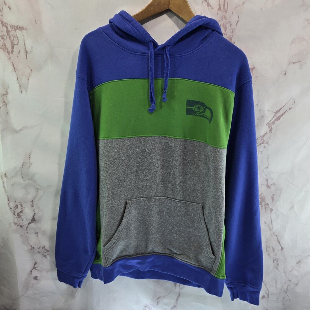 Seahawks Hoodie Mens Large Gray Blue NFL Sweatshirt Junk Food Seattle
